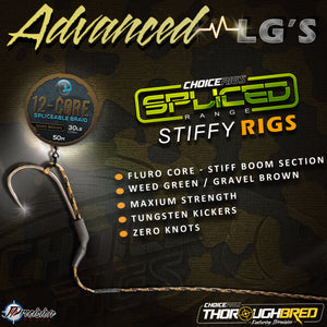"Thoroughbred" ADVANCED LG Spliced Stiffy Rigs x3
